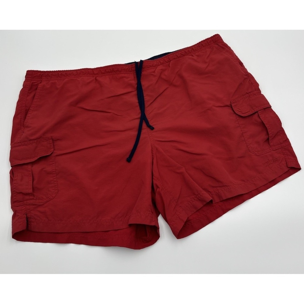 L.L. Bean Men's Swim Trunks Size 42 Drawstring Lined Red 0007